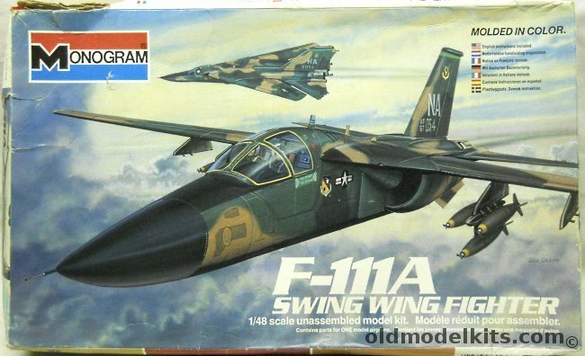 Monogram 1/48 F-111A Swing Wing Fighter, 5804 plastic model kit